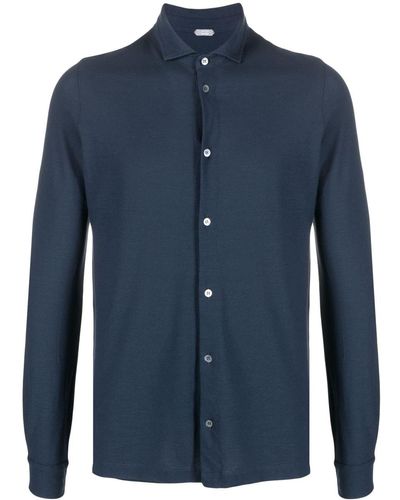 Zanone Long-sleeved Cotton Shirt - Blue