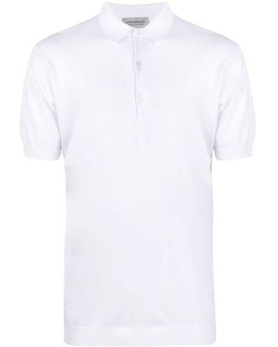 John Smedley Gerades Poloshirt - Weiß