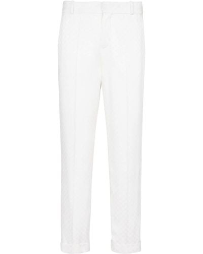 Balmain Hose aus Satin mit Monogramm - Weiß