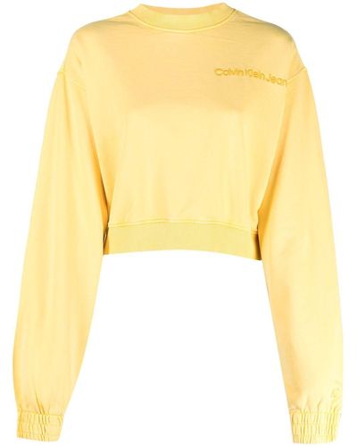 Calvin Klein Sweatshirt mit Logo-Stickerei - Gelb