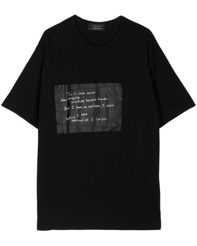 Yohji Yamamoto Patch-appliqué Cotton T-shirt - Black