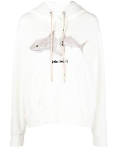 Palm Angels Graphic-print Cotton Hoodie - White