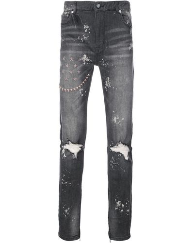 God's Masterful Children Ripped embroidered slim-fit jeans - Nero