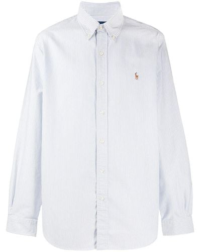 Polo Ralph Lauren Camicia Oxford In Cotone A Righe - Bianco