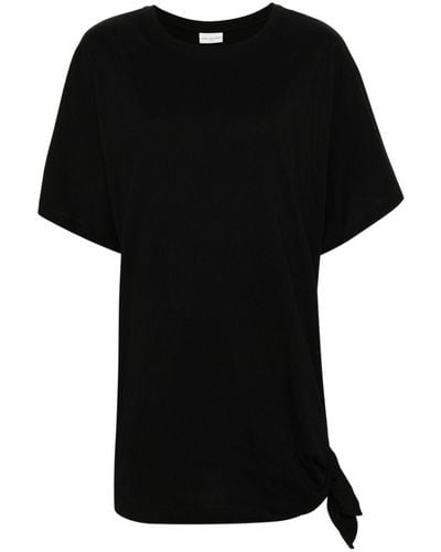 Dries Van Noten T-shirt Met Geknoopt Detail - Zwart
