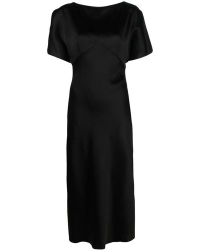 N°21 Boat-neck Satin Midi Dress - Black