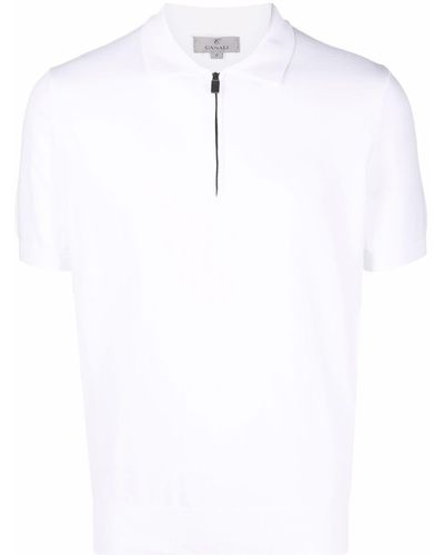 Canali Zippered Cotton Polo Shirt - White