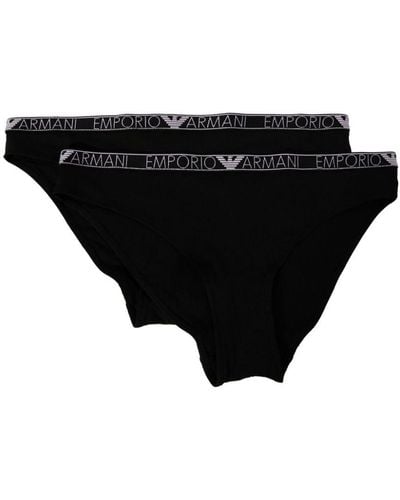 Emporio Armani Logo-waistband Briefs (pack Of Two) - Black