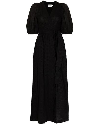 Three Graces London Bronwyn Puff Sleeve Cotton Maxi Dress - Women's - Cotton - Black