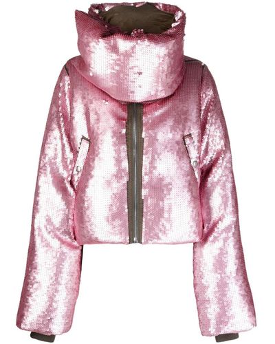 Rick Owens Sequin-embellished Wool Puffer Jacket - Red