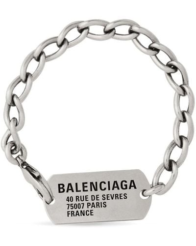 Balenciaga Logo-tag Cable-link Bracelet - Metallic
