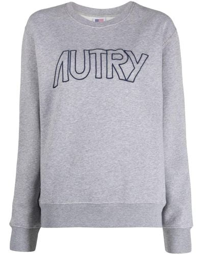 Autry Cotton Sweatshirt With Embroidered Logo - Grey