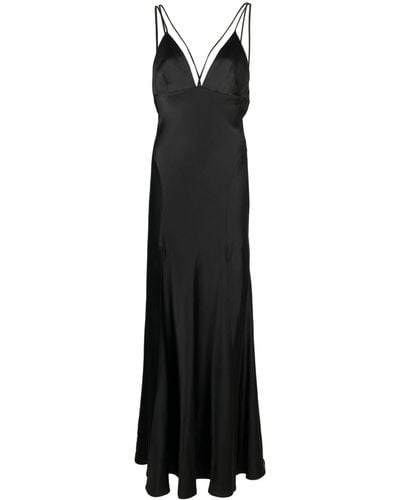 Pinko Split Satin Maxi Dress - Black