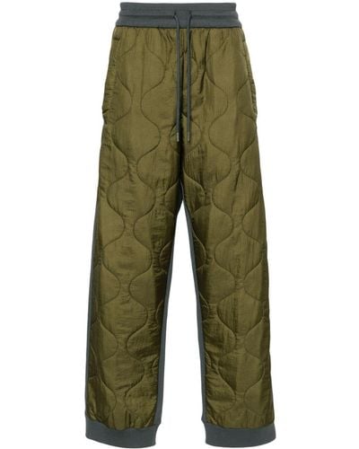 Dries Van Noten Ripstop Quilted-panels Track Trousers - Green
