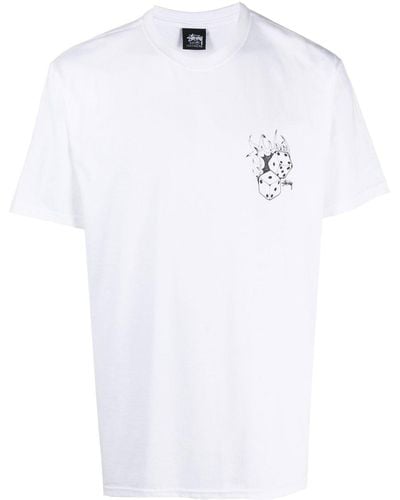 Stussy T-Shirt mit Würfel-Print - Weiß