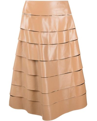 A.W.A.K.E. MODE Multi-strap Faux-leather A-line Skirt - Natural