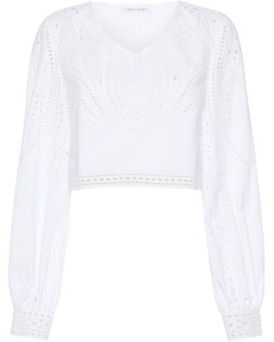 Alberta Ferretti Broderie Anglaise Blouse - Wit