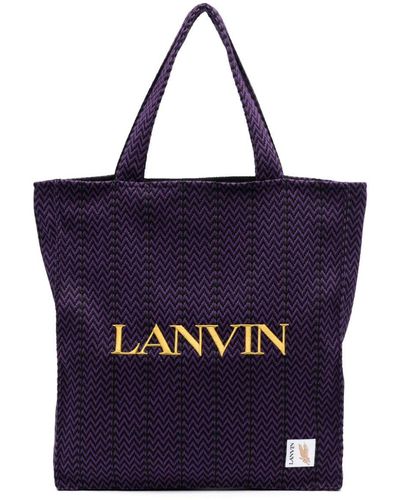 Lanvin X Future Embroidered-logo Tote Bag - Blue
