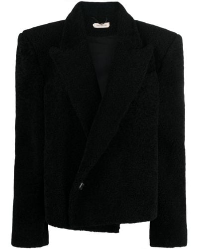 The Mannei Bert Logo-embroidered Double-breasted Blazer - Black