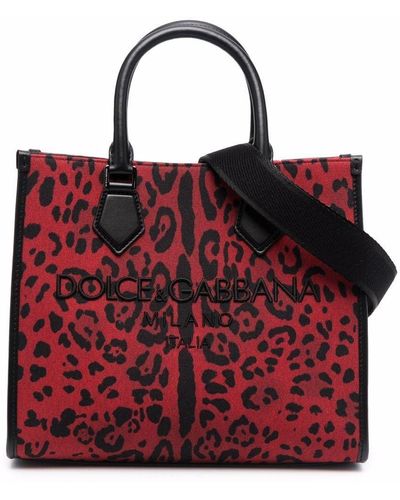 Dolce & Gabbana Animal-print Medium Tote Bag - Red