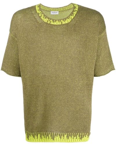 Dondup T-shirt Met Contrast Afwerking - Groen