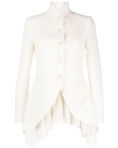 Forme D'expression Stand Up-collar Button-up Jacket - White