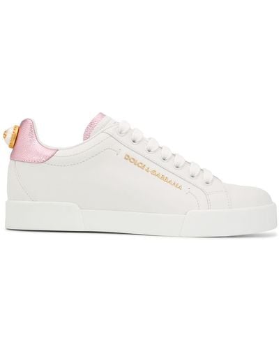 Dolce & Gabbana Sneakers Portofino con finte perle - Bianco