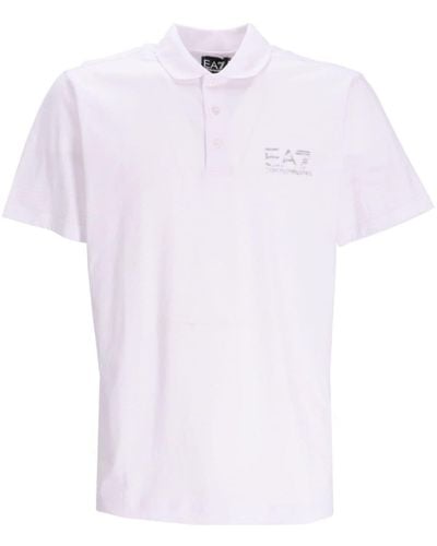 EA7 Polo en coton à patch logo - Blanc