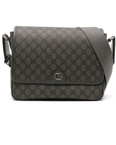Gucci Medium Ophidia GG Canvas Shoulder Bag - Gray