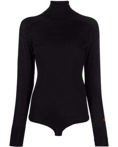 Victoria Beckham Embroidered-logo Roll-neck Sweater - Black