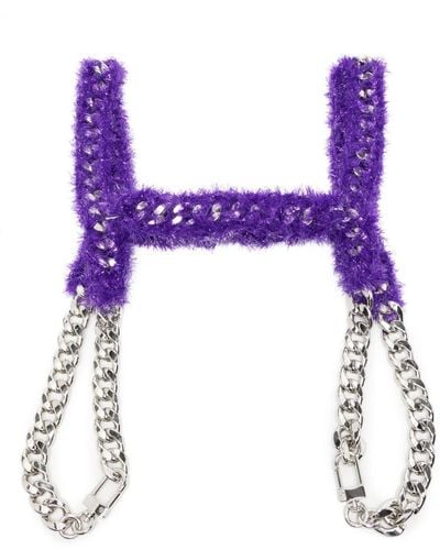 Noir Kei Ninomiya Curb-chain Appliqué-detail Harness Top - Purple