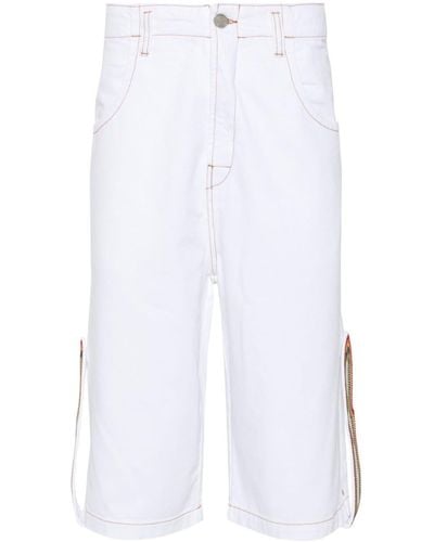 Bluemarble Crystal-embellished Denim Shorts - White