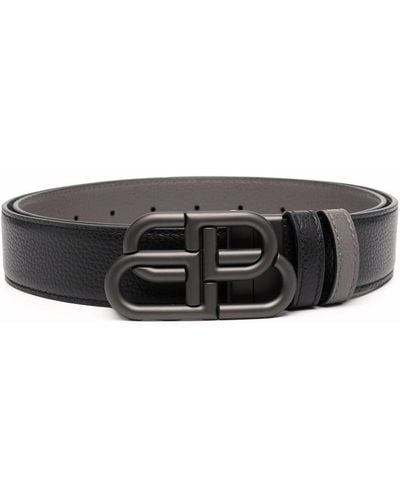 Balenciaga Bb-buckle Reversible Belt - Black