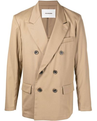 Rito Structure Double-breasted Fitted Blazer - Natural