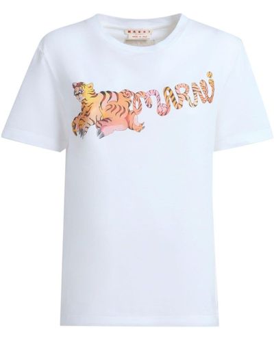 Marni Logo-print cotton T-shirt - Weiß