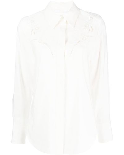 Chloé アイレットレース シルクシャツ - ホワイト