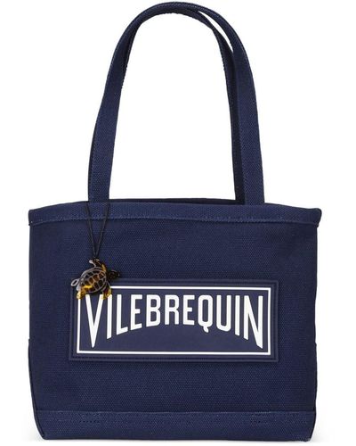 Vilebrequin Logo-appliquéd Cotton Beach Bag - Blue