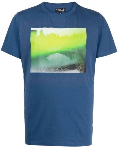 agnès b. Abstract-print Short-sleeve T-shirt - Blue