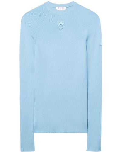 Emilio Pucci Logo-embroidered Ribbed Knit Jumper - Blue