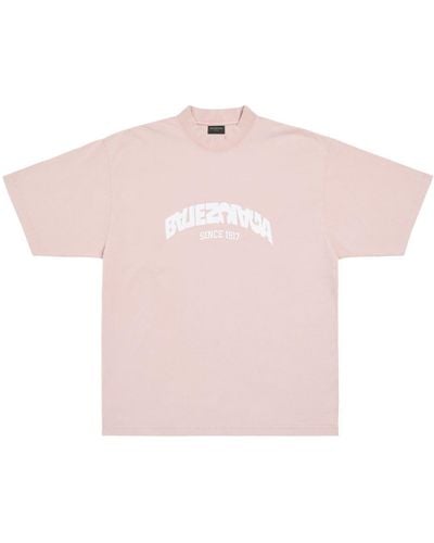 Balenciaga Logo-print Crew-neck T-shirt - Pink