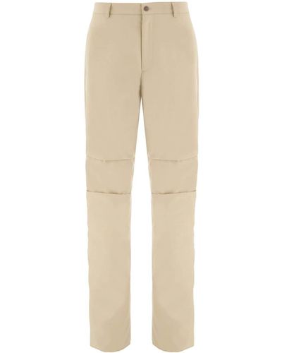 Ferragamo Logo-patch Cotton Cropped Trousers - Natural