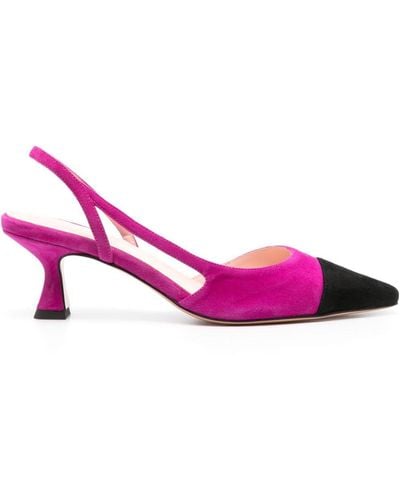Anna F. 70mm slingback suede pumps - Pink