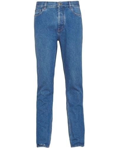 Prada Halbhohe Slim-Fit-Jeans - Blau