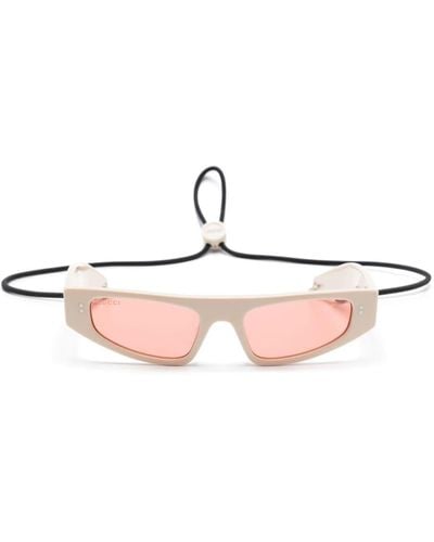 Gucci Narrow Shield-frame Sunglasses - Pink