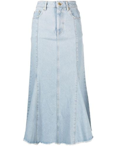 Ganni Denim Peplum Midi Skirt - Blue