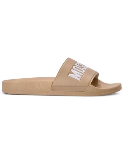 Moschino Logo-embossed Moulded-footbed Slides - Brown