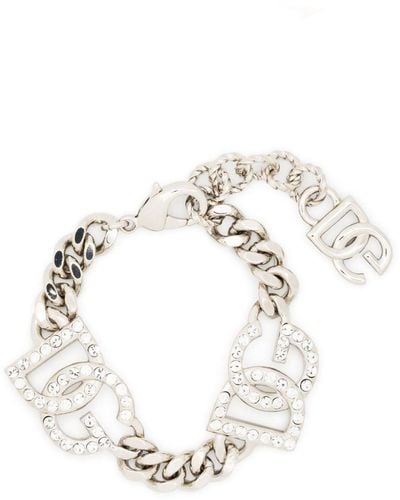 Dolce & Gabbana Crystal-embellishment Link-chain Bracelet - White
