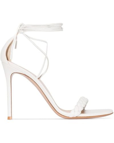 Gianvito Rossi Leomi 105mm Braided Lace-up Sandals - White