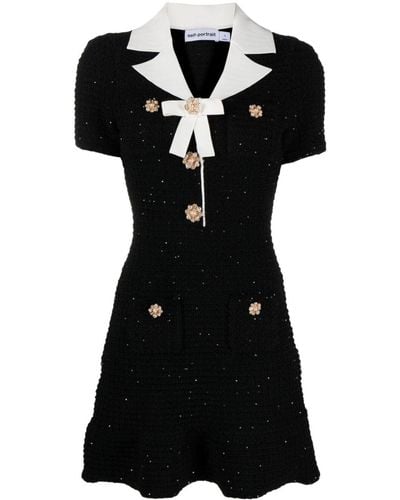 Self-Portrait Mini-jurk Met Strikdetail - Zwart