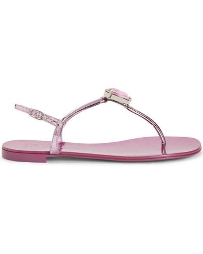 Giuseppe Zanotti Anthonia Metallic-effect Flat Sandals - Pink